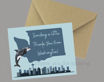 Washington cards Thank you cards Greetings Washington art Printable cards