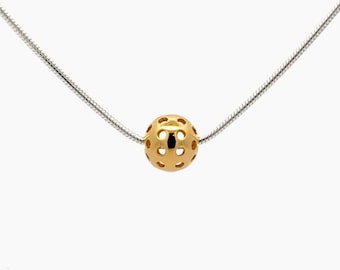Collier pickleball avec boule dorée coulissante