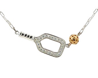 Collier Pickleball « Essentials » - Argent sterling avec boule en or