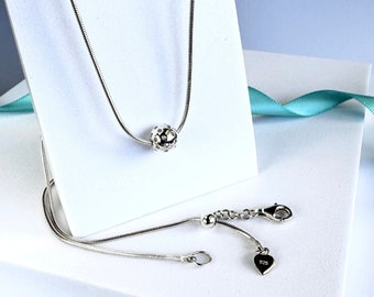 Collier pickleball - Argent sterling avec boule coulissante