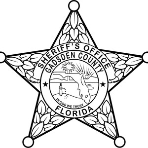 Florida Sheriff Badge Gadsden County Vektordatei Abzeichen, schwarz weiß, svg,Outline, cnc cut, laser cut, digital, holzgravur, Laserdatei