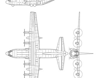 Lockheed C 130J Hercules 3 svg vector file, black white, helicopter, jet, line art, cricut, fighter, engraving, outline, laser cut