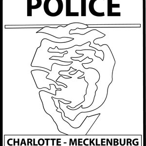Insignia de parche del Departamento de Policía de Charlotte Mecklenburg NC, blanco negro, svg, contorno, corte cnc, corte láser, digital, grabado en madera, archivo láser