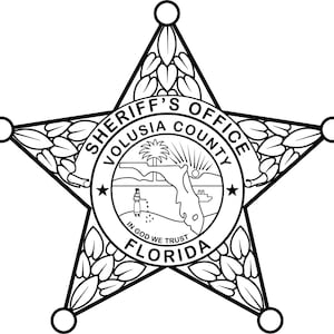 Florida Sheriff Badge Volusia County Vektordatei Abzeichen, schwarz weiß, svg, Kontur, cnc cut, Laser cut, digital, holzgravur, Laserdatei