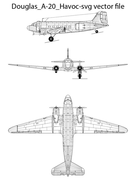 Douglas C 47 Skytrain Svg Vector File, Black White, Helicopter