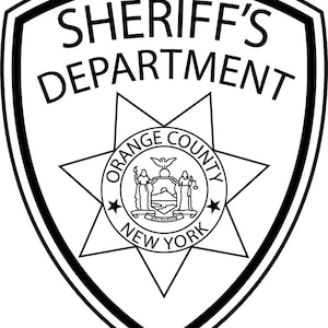 Insigne Orange County Sheriff Law Enforcement Patch, noir blanc, svg, contour, découpe cnc, découpe laser, numérique, gravure sur bois, fichier laser