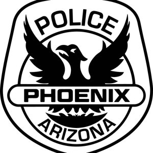 Phoenix Arizona Police Patch Vector Line Art File badge, zwart wit, svg, omtrek, cnc-snede, lasergesneden, digitaal, houtgravure, laserbestand