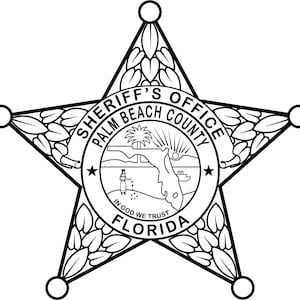 Florida Sheriff Badge Palm Beach County Vektordatei Abzeichen, schwarz weiß, Umriss, cnc cut, Laser cut, digital, holzgravur, laser, datei