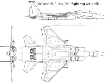 McDonnell F 15A Draft Sight svg vector file, black white, helicopter, jet, line art, cricut, fighter, engraving, outline, laser cut