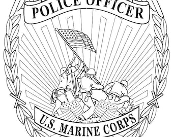 Marine Police svg Badge, USMC MP Baddge Vector Black white outline without number