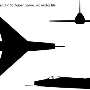Nordamerikansk F-100 Super Sabre svg-vektorfil, svartvit, helikopter, jet, linjeteckningar, Cricut, jaktplan, gravyr, kontur, laserskärning