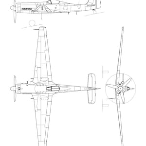 Focke Wulf Ta 152 H svg vector file, black white, helicopter, jet, line art, cricut, fighter, engraving, outline, laser cut