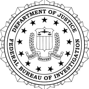 Sello de la Oficina Federal de Investigaciones, insignia del FBI, blanco y negro, svg, contorno, corte cnc, corte láser, digital, grabado en madera, archivo láser