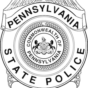 Pennsylvania State Police Svg Badge Vector Black White Outline Toolpath G code Router File, Cnc Laser Cut File, Engraving File