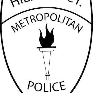 USA Hill Street Blues Police-märke vektorfil, svartvitt, svg, kontur, CNC-skuret, laserskuret, digitalt, trägravyr, laserfil