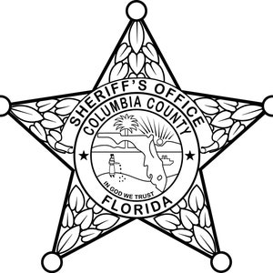 Florida Sheriff Badge Columbia County Vektordatei Abzeichen, schwarz weiß, svg,Outline, cnc cut, Laser cut, digital, holzgravur, Laserdatei
