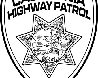 California Highway Patrol svg Shoulder Patch vector CHP Badge Patch black white outline cnc cut laser cut wood engraving digital file
