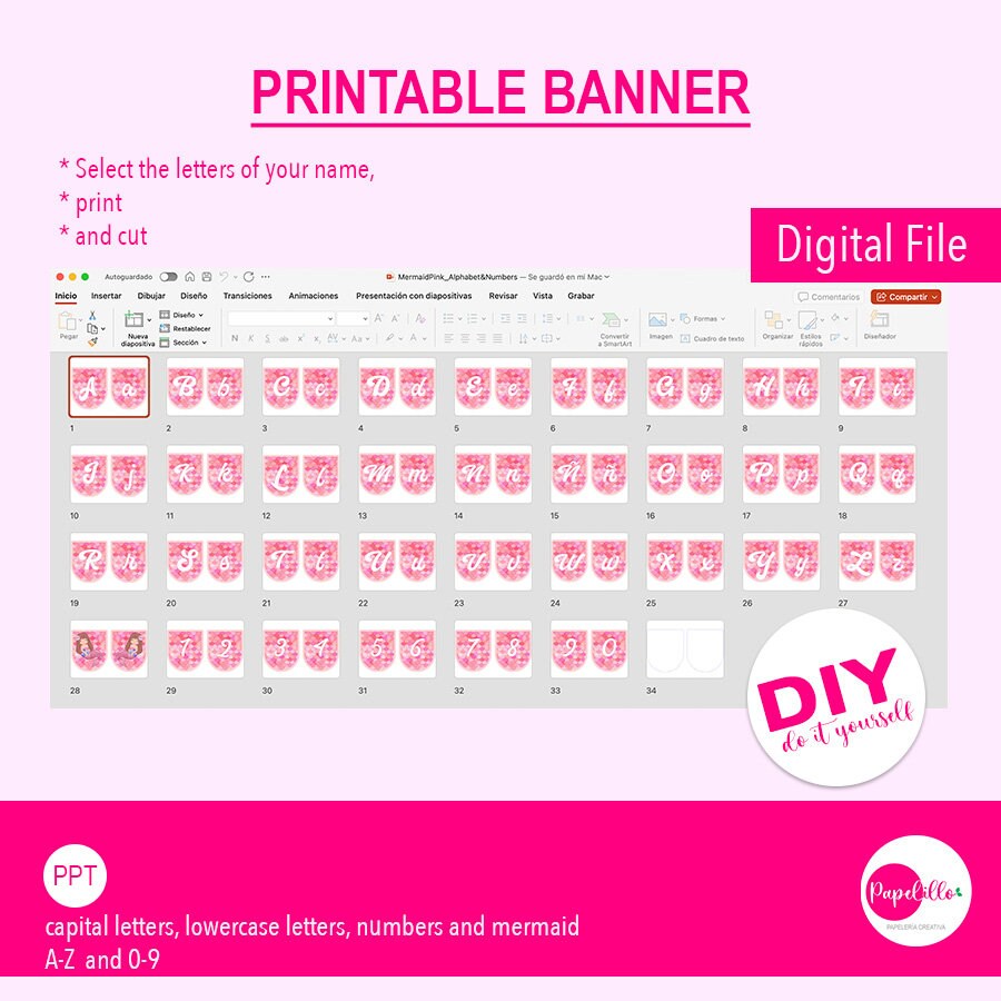 Printable Mermaids Banner, Mermaid Party Decoration, Mermaid Banner A-Z ...