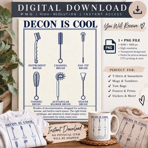 Decon Is Cool PNG, Sterile Processing Digital Download, Decontamination Brush Design, SPD Tech Gift, Shirt Design File