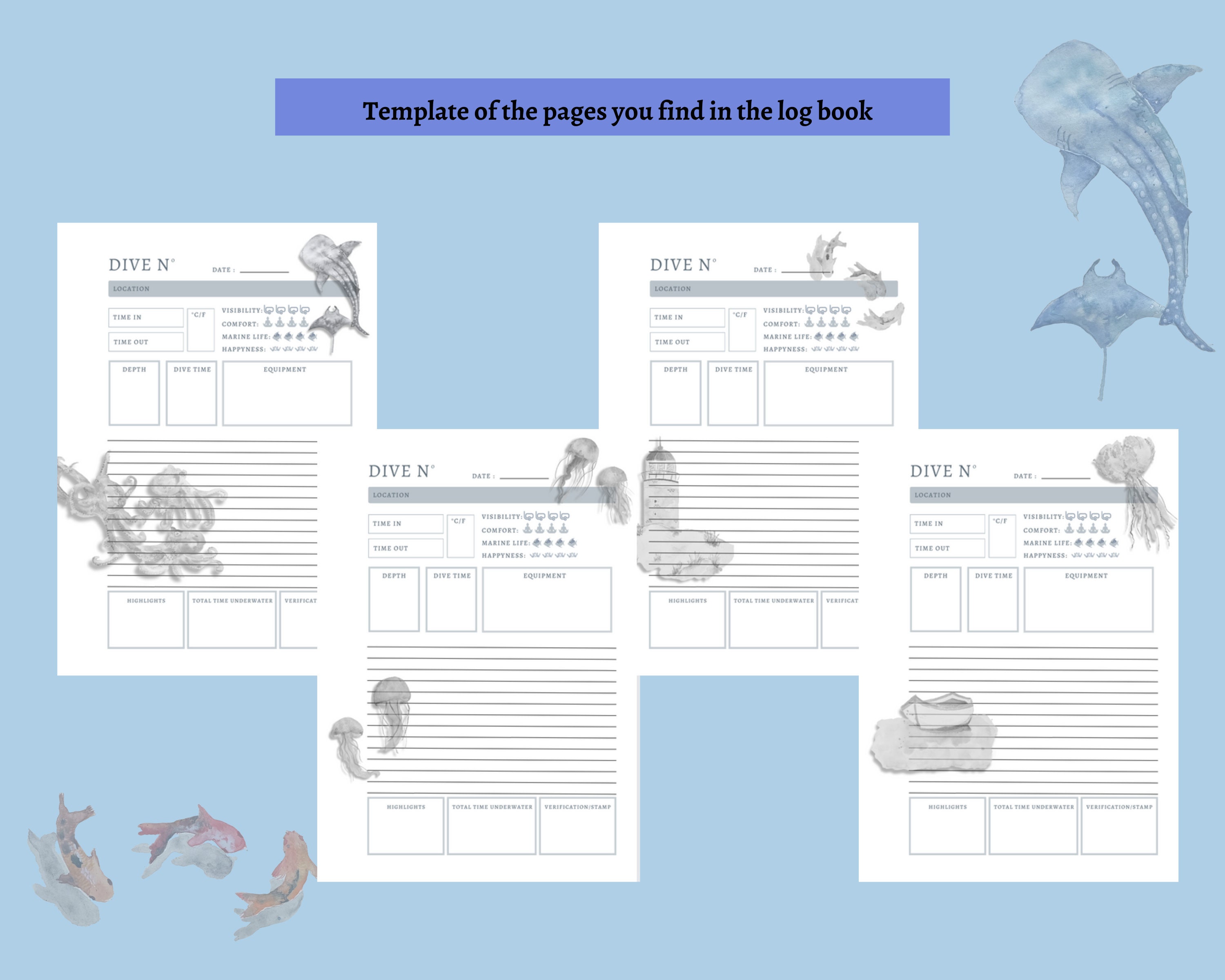Printable Dive Log Book Dive Log Book Diving Log Book Digital printable-dive-log-book-dive-log-book-diving-log-book-digital