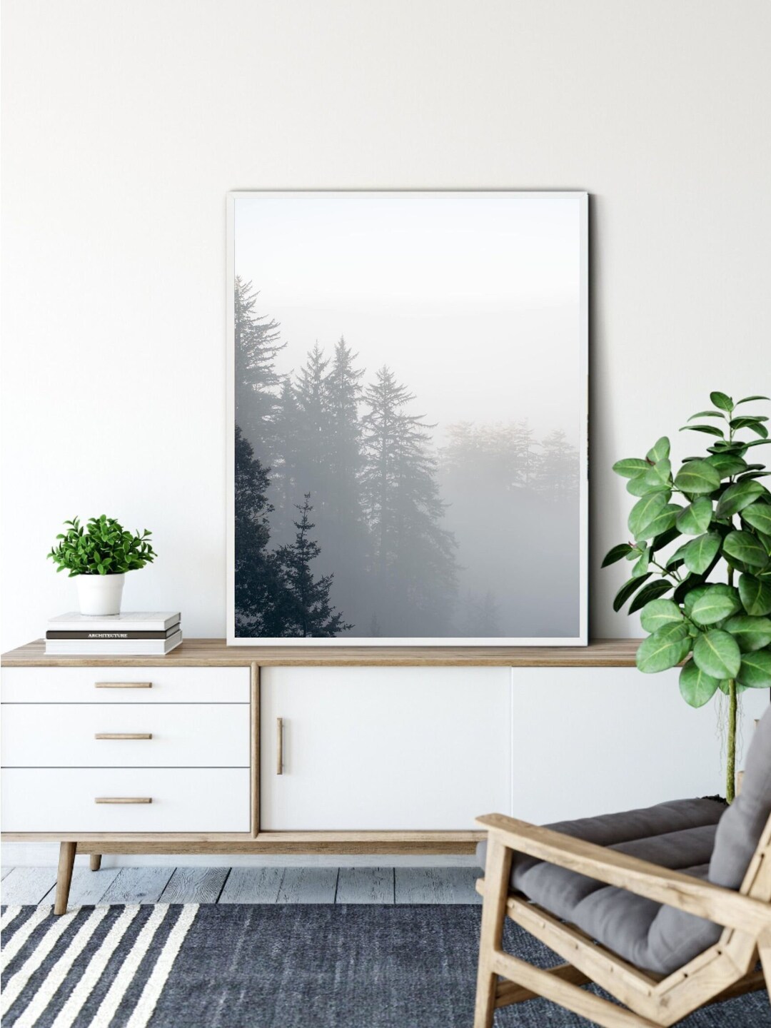 Fine Art Misty Forest Print - Moody Pine Trees Foggy Landscape Framed ...