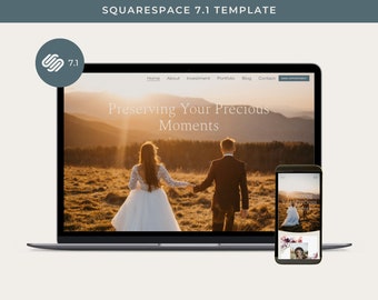 Squarespace 7.1 Photography Website Template: Modern Wedding Design