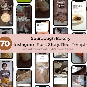 Sourdough Bakery Instagram Templates Customizable Story Highlights Reels Small Business Branding Kit Done for You Content Instagram Story