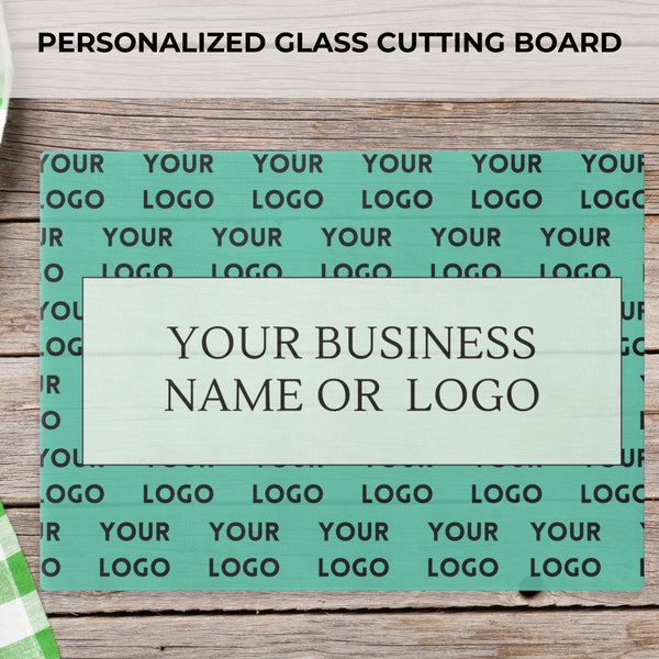 Vendor Display Idea Personalized Serving Tray Fun Branding for Small Business Logo Branding Custom Glass Cutting Board Custom Chopping Board