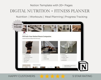 Notion Planner for Fitness and Health Tracker Notion Template for Workout Tracker and Meal Planner Fitness Planner Notion Template Work Out