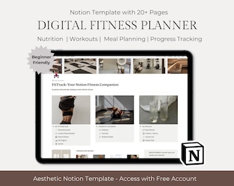 Notion Digital Fitness Planner: Nutrition & Workout Tracker (PDF)