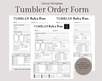 Puede incluir: Un formulario de pedido imprimible en blanco y negro para vasos. El formulario incluye secciones para los datos del cliente, los detalles del pedido, las opciones de diseño, el tipo de vaso, el pago y la entrega. El formulario también incluye un espacio para un logotipo y el texto "Formulario de pedido de vasos".
