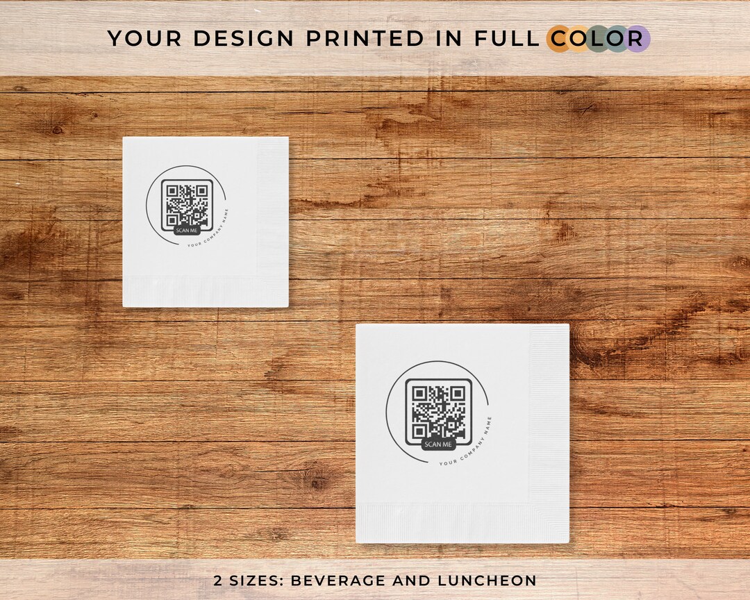 Branded Cocktail Napkins Personalized Beverage Napkins QR Code Napkins ...