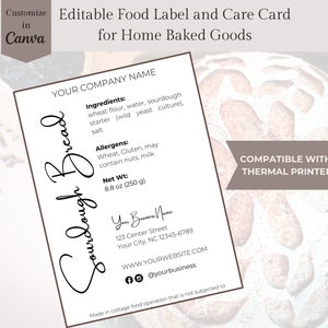 Sourdough Bread Labels: Cottage Food Law Compliant (Digital Download)
