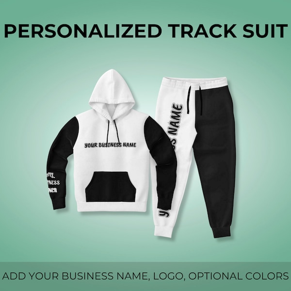 Custom  Two Piece Unisex Tracksuit Set Hoodie Jogger Set with Logo Lounge Set Lounge Wear Color Block Logo tracksuit