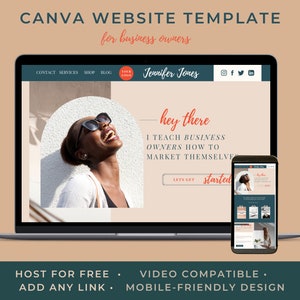 Canva Website Template One page Sales Page Customizable Landing Page Website Template Canva Coaching Course Creator Sales Funnel