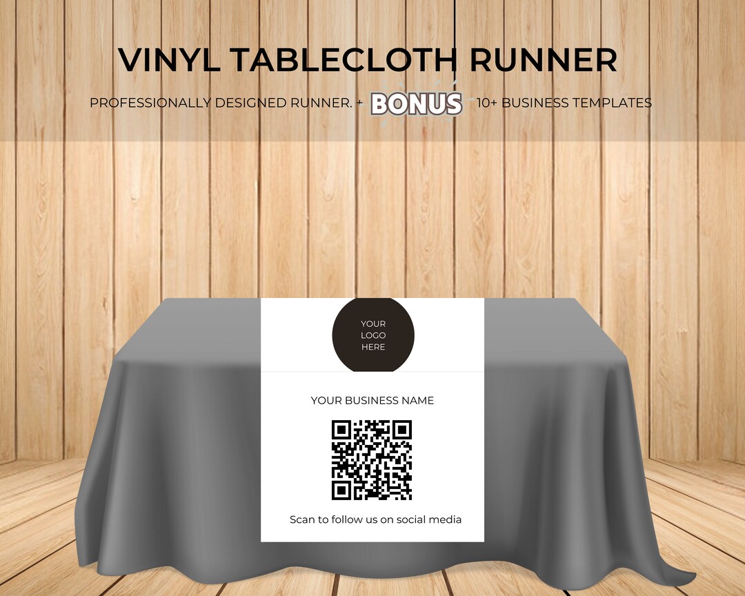 Custom Logo Table Runner: Vinyl Vendor Display With QR Code - Etsy