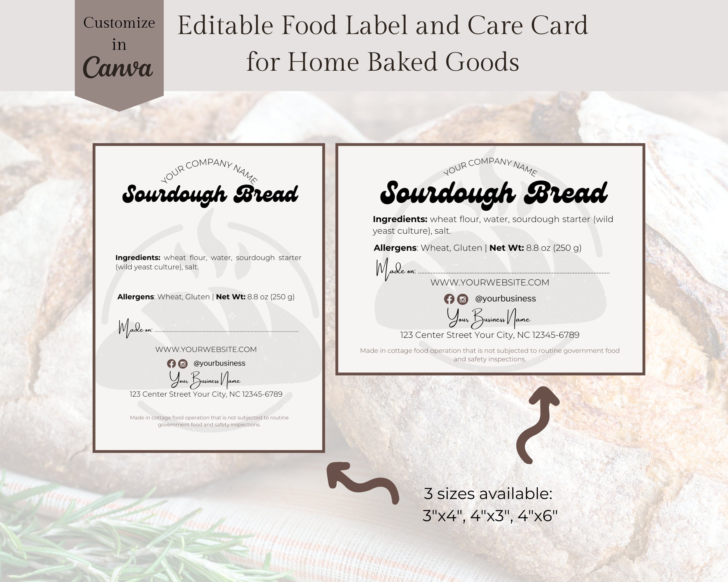 Sourdough Bread Cottage Law Bakery Labels Cottage Food Label Template