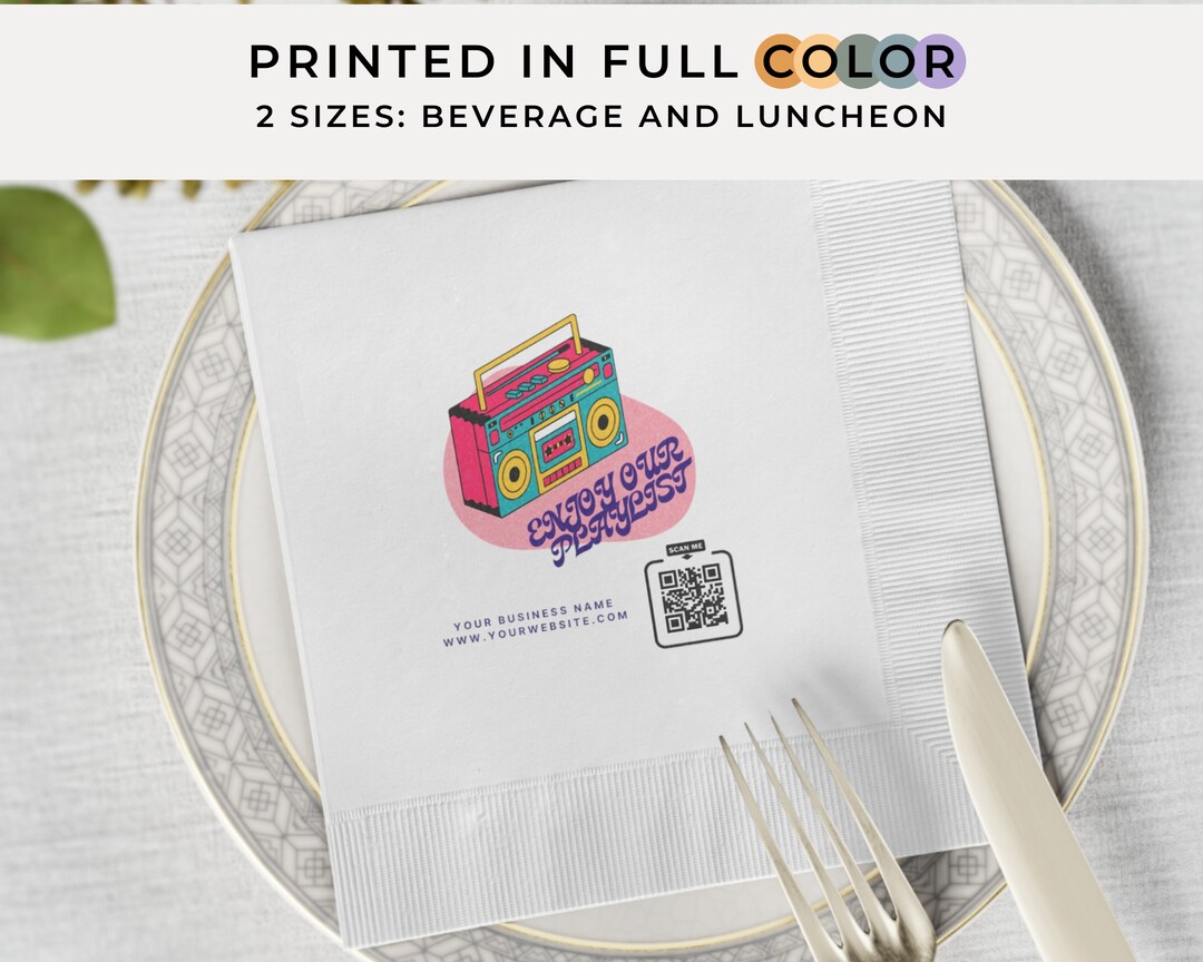 Personalized Retro Boombox Napkins With QR Code: Custom Party Favor - Etsy