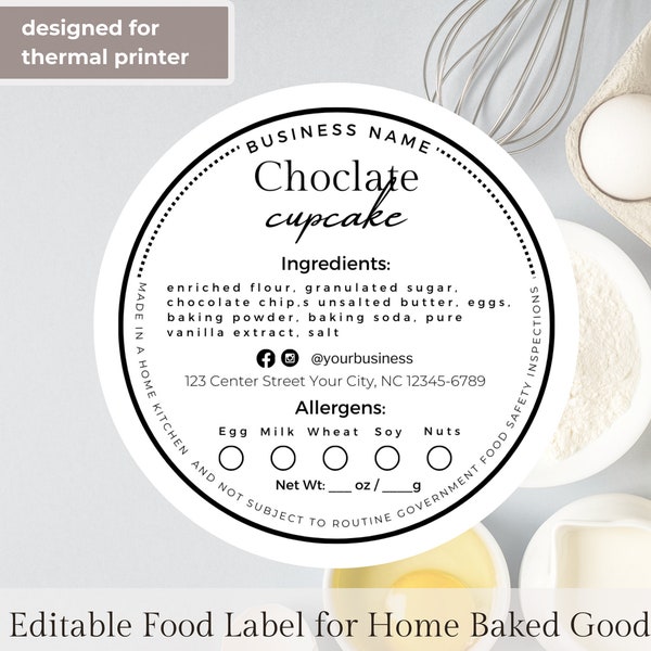 Cottage Bakery Label Bundle Printable Food Label Ingredient Label Templates for Homemade Cookies Perfect for Cottage Law Compliance