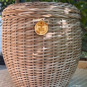 Rattan-Pflanzgefäß, großer Blumentopf, geflochtener Gartenkorb