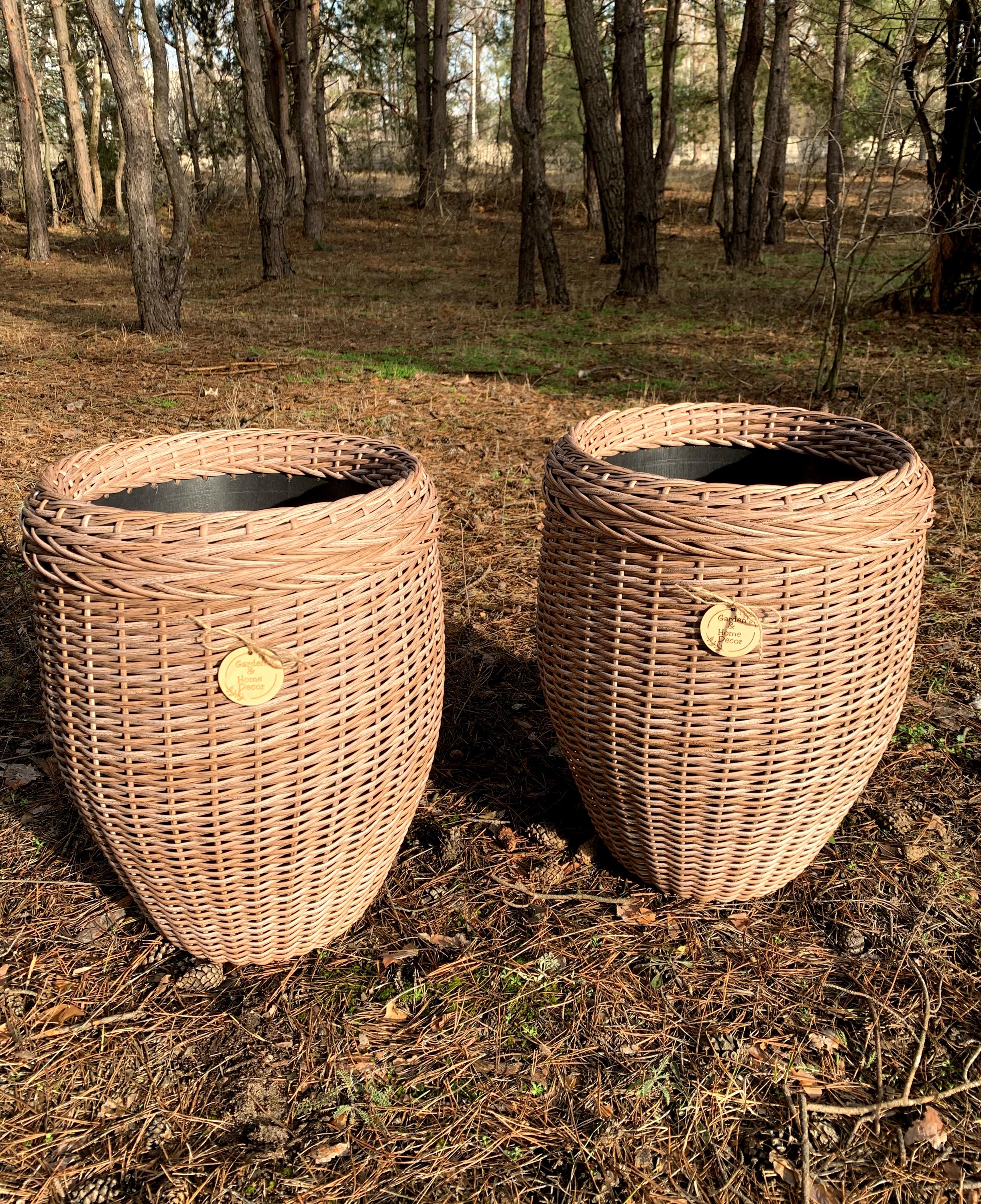 Basket Decoris Garden Planter Wicker Rattan Planter, Large Flower Pot,  Woven Garden Basket