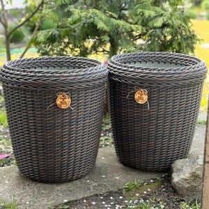 Rattan Planter, Large Flower Pot, Woven Garden Basket