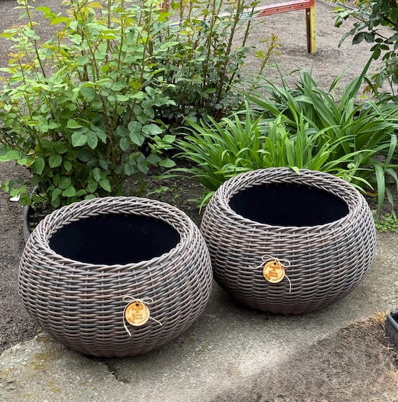 Rattan Flower Planter, Decorative Plant Pot, Woven Basket for Plants - Etsy