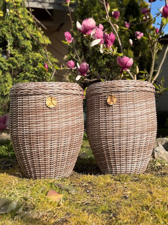 Rattan Planter, Large Flower Pot, Woven Garden Basket - Etsy