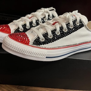Red and Black Bling Converse