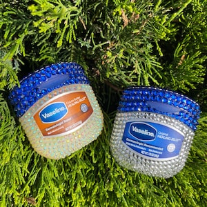 Bling Vaseline Set 1.75 oz – Bedazzled Lip Balm – Sparkly Skincare Gift – Rhinestone Vaseline – Glam Purse Essentials – 2 Pack Mix or match