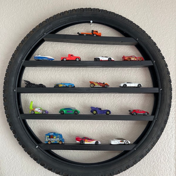 Custom Tire Shelf Toy Car Display & Storage Unique Wall Art for Man Cave Kid's Room Perfect Gift for Birthdays Father's Day