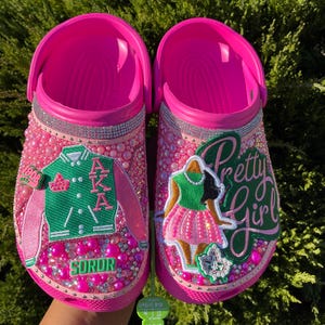 Alpha Kappa Alpha Bling Crocs, AKA Bling Clogs, Bedazzled Crocs