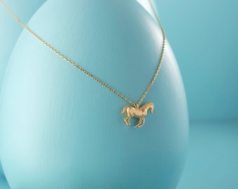 14k Real Solid Gold Horse Necklace, Dainty Animal Jewelry, Horse Necklace, Gold Horse Pendant, Gift for Mom, Mother’s Day Gift