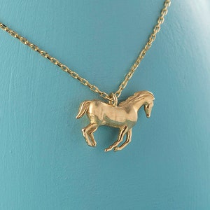 14k Real Solid Gold Horse Necklace, Dainty Animal Jewelry, Horse Necklace, Gold Horse Pendant, Gift for Mom, Mothers Day Gift image 2